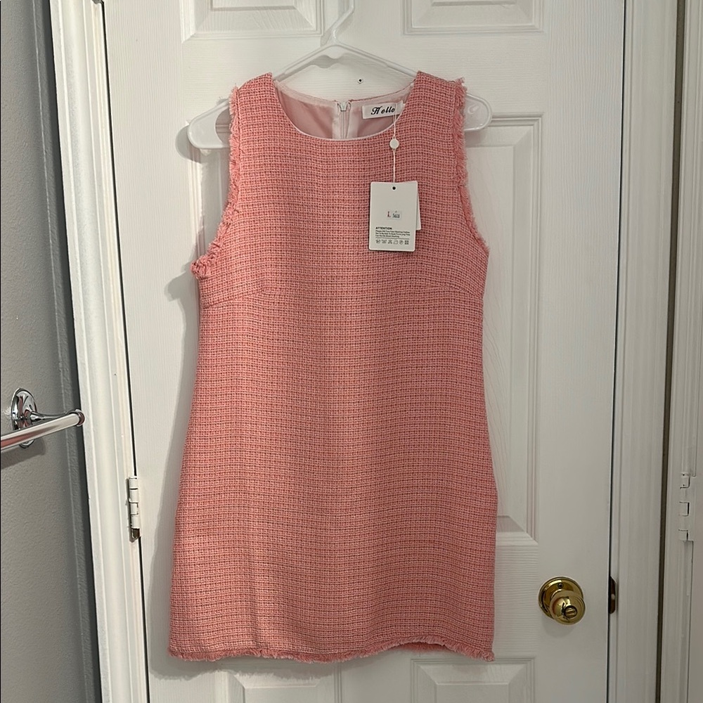 Pink Tweed Mini Dress
